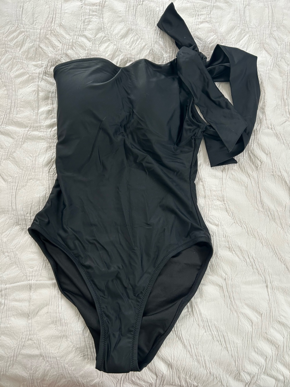 NWT J. Crew Black One Shoulder Tie Swimsuit size 8